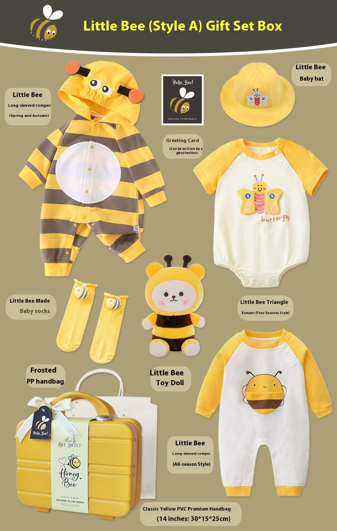Baby Gift Package Little Bee Suit Newborn Baby Pure Cotton
